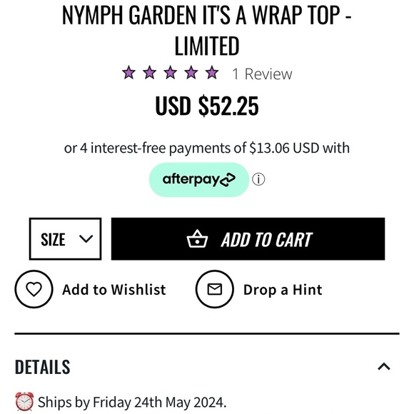 BlackMilk nymph it’s a wrap top sold out limited edition small NWT - Picture 7 of 7